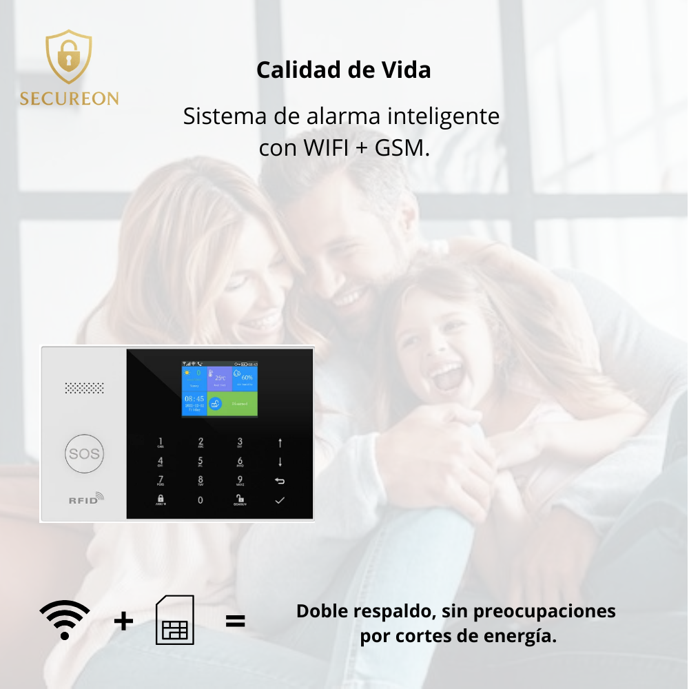 SECUREON NOVA I Alarma Residencial Tuya Smart GSM WiFi para el Hogar Alarma de seguridad inalámbrica