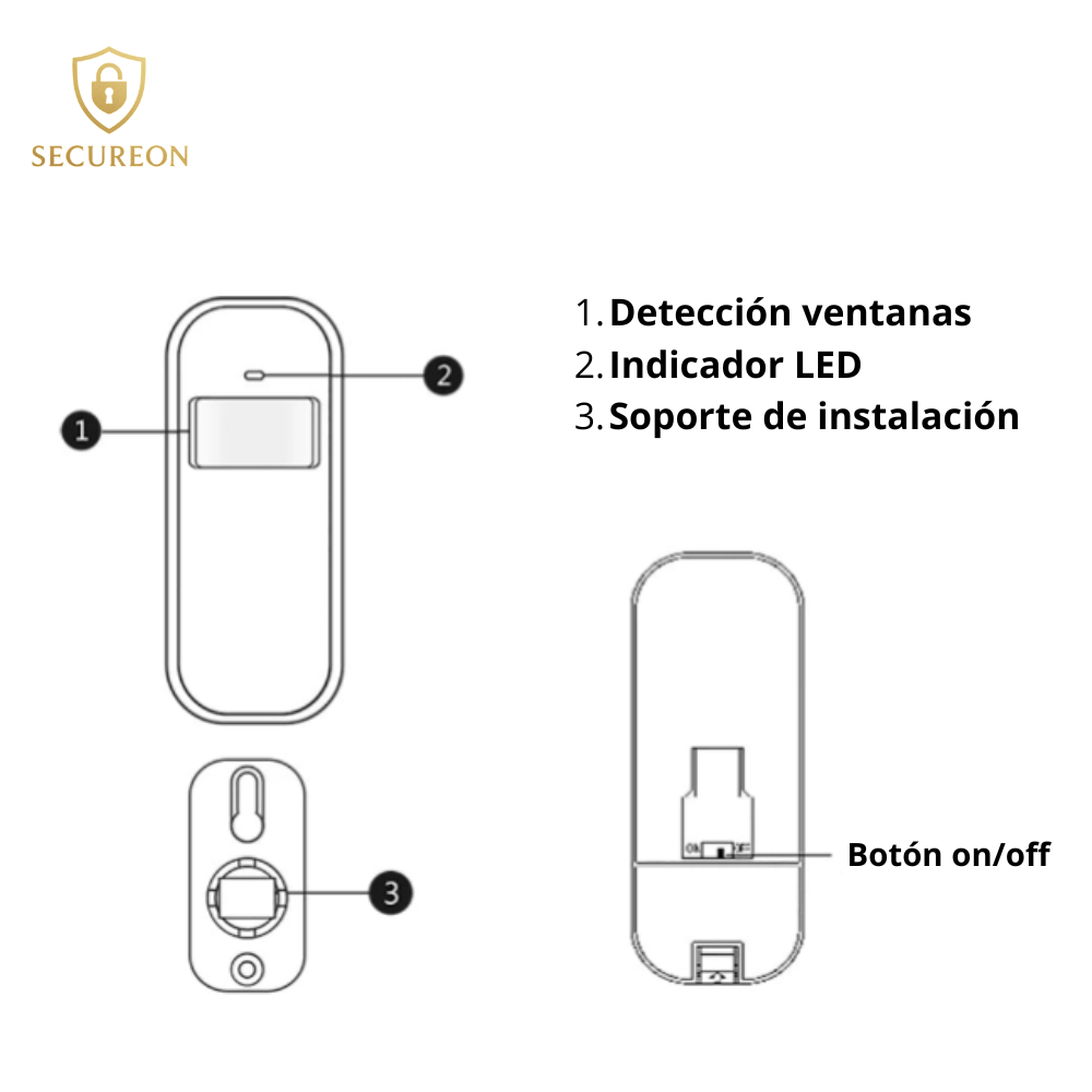 Sensor Detector de Movimiento PIR Infrarrojo 433 MHz para Sistema de Alarma