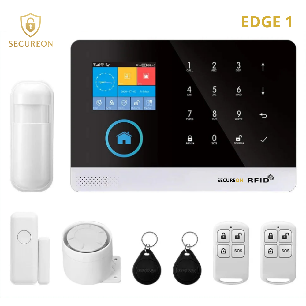 SECUREON EDGE I Alarma para el Hogar 103 4G Inalámbrico – Sistema de Seguridad WiFi con Sensor de Puerta y Movimiento, Control por App