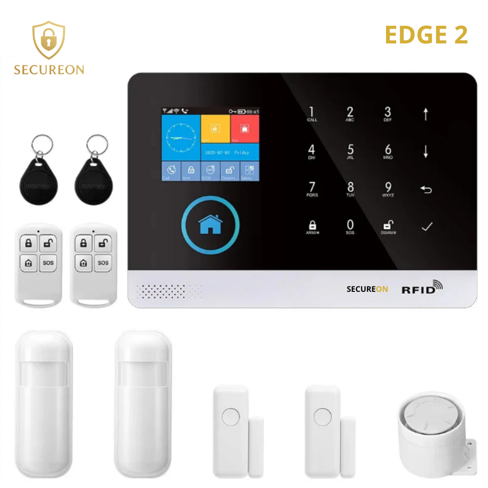 SECUREON EDGE I Alarma para el Hogar 103 4G Inalámbrico – Sistema de Seguridad WiFi con Sensor de Puerta y Movimiento, Control por App
