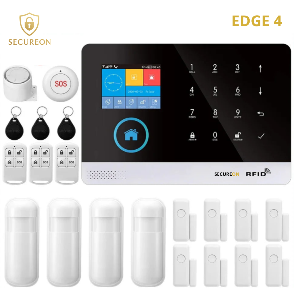 SECUREON EDGE I Alarma para el Hogar 103 4G Inalámbrico – Sistema de Seguridad WiFi con Sensor de Puerta y Movimiento, Control por App