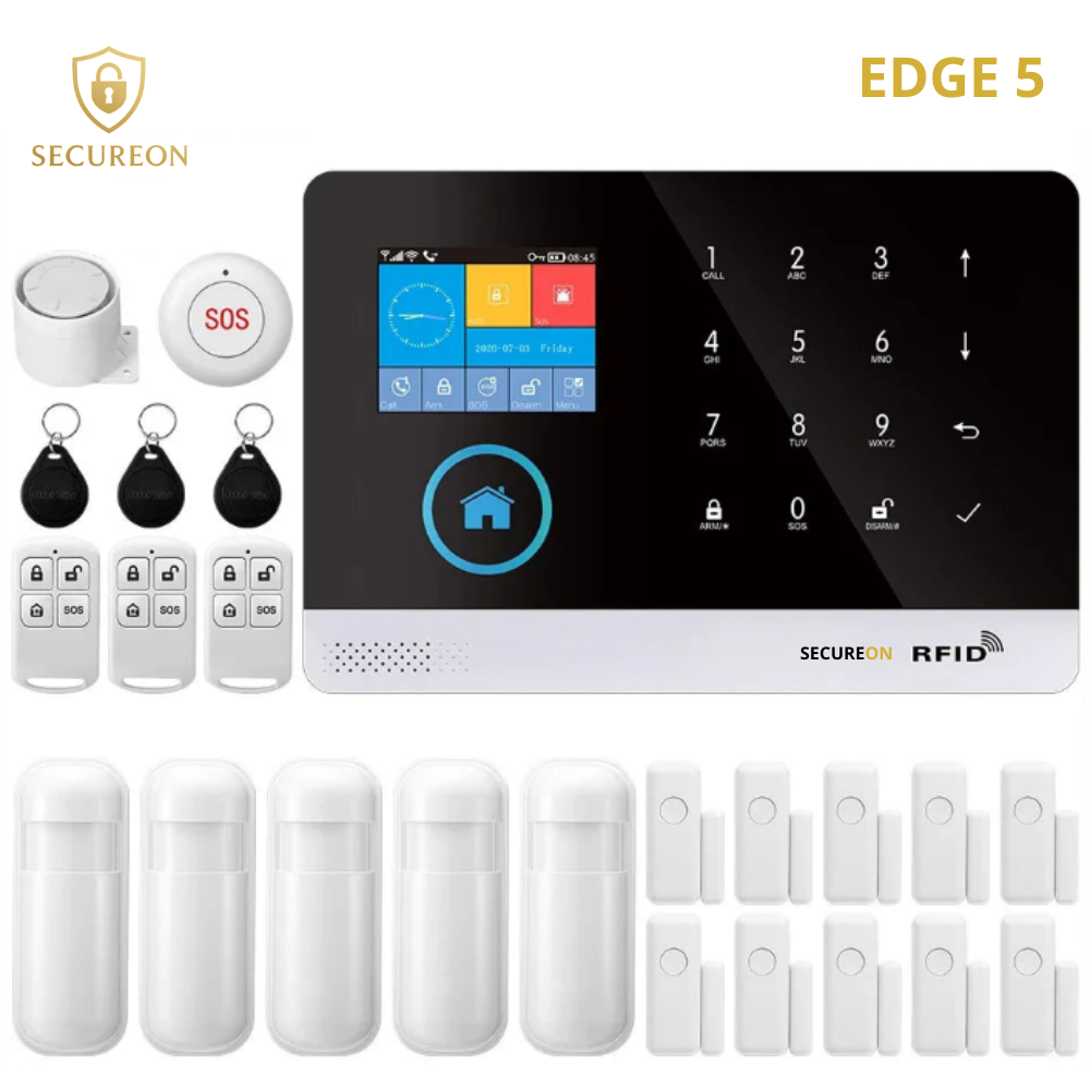 SECUREON EDGE I Alarma para el Hogar 103 4G Inalámbrico – Sistema de Seguridad WiFi con Sensor de Puerta y Movimiento, Control por App