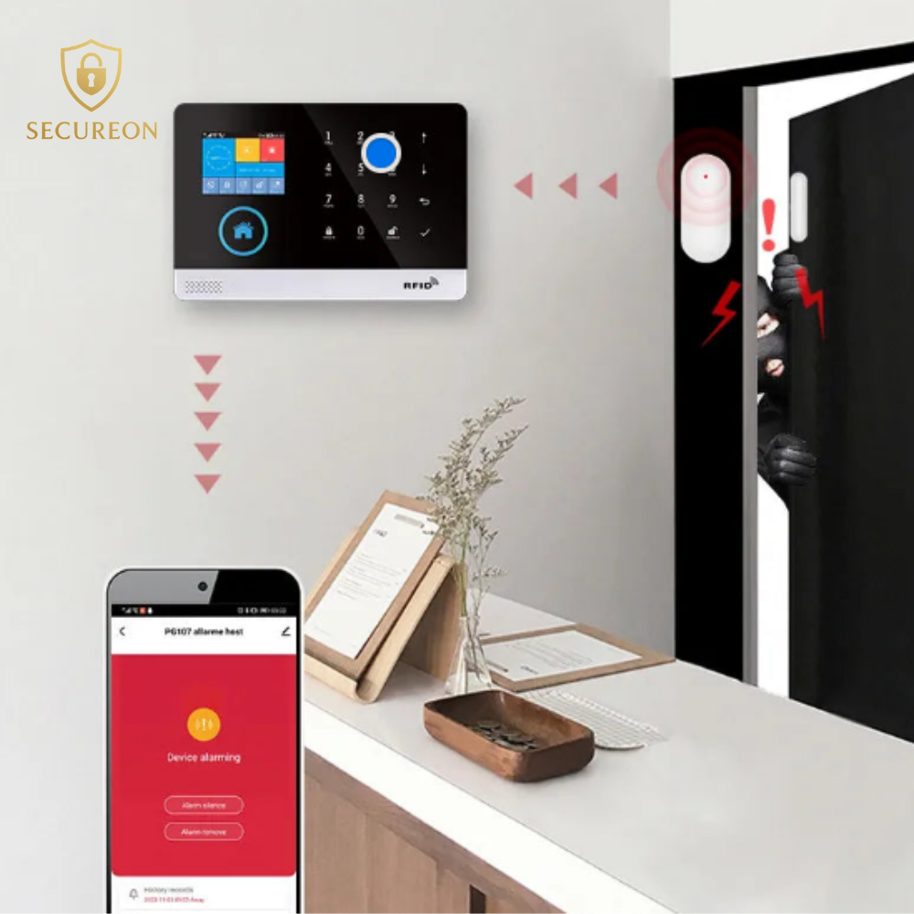 SECUREON EDGE I Alarma para el Hogar 103 4G Inalámbrico – Sistema de Seguridad WiFi con Sensor de Puerta y Movimiento, Control por App