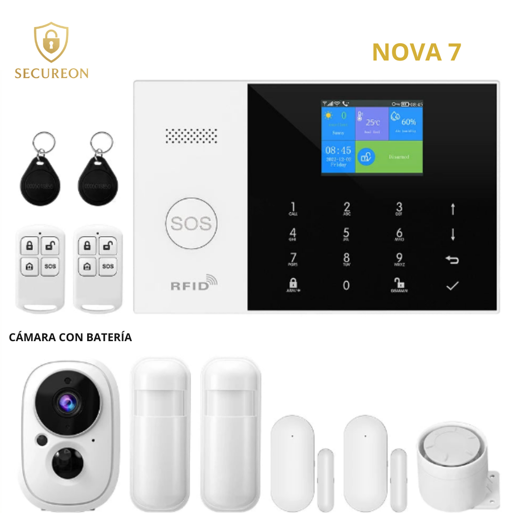 SECUREON NOVA I Alarma Residencial Tuya Smart GSM WiFi para el Hogar Alarma de seguridad inalámbrica